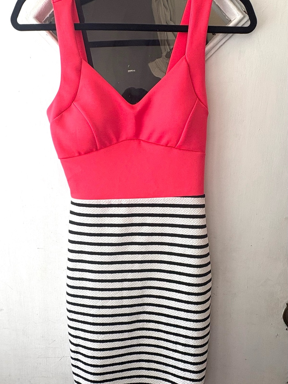 Coral Pink Bustier Striped Midi Dress from Charlotte Russe
